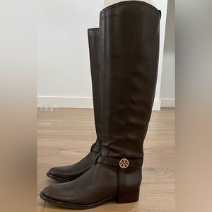 Tory Burch Brown Leather Riding Boots Size 7.5